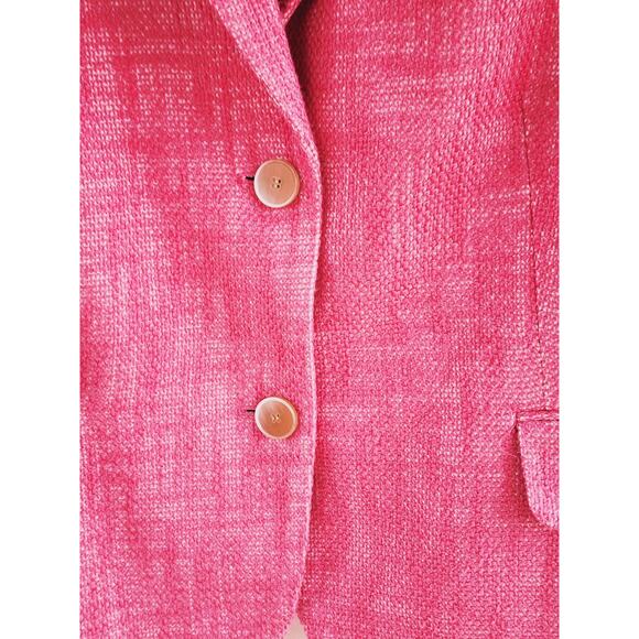 Talbots Pink Tweed Linen Blend Blazer Plus 14 Legally Blond Office Siren Preppy - Picture 5 of 7